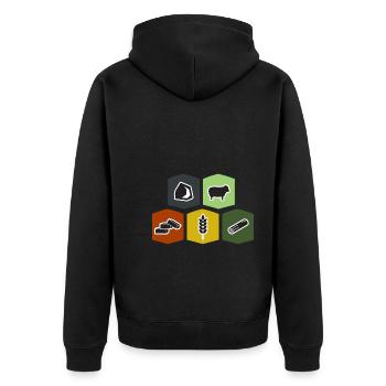 Funny Board Game Sheep Brick - Unisex Premium Bio Zip Hoodie - Schwarz - Hinten - Nico (187cm)