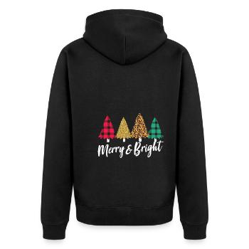 Merry And Bright Christmas Tree - Unisex Premium Bio Zip Hoodie - Schwarz - Hinten - Nico (187cm)