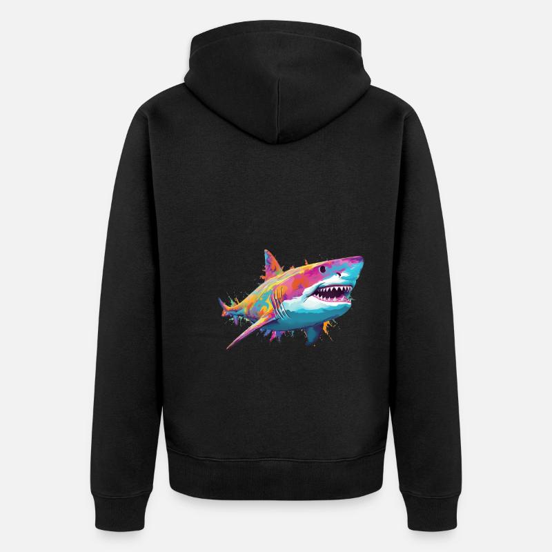 Requin - Veste à capuche bio Premium Unisexe - noir
