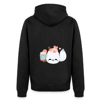 Renard arctique mignon - Veste à capuche bio Premium Unisexe - noir - Dos - Nico (187cm)