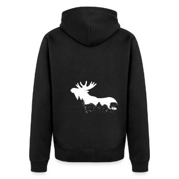 Moose - Unisex Premium Organic Zip Hoodie - black - Back - Nico (187cm)