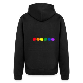 Farbig Kreise im Vintage Design - Unisex Premium Bio Zip Hoodie - Schwarz - Hinten - Nico (187cm)