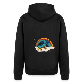 Retro Roller Skates - Unisex Premium Bio Zip Hoodie - Schwarz - Hinten - Nico (187cm)