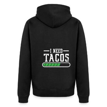 Funny I Needed Tacos - Unisex Premium Bio Zip Hoodie - Schwarz - Hinten - Nico (187cm)