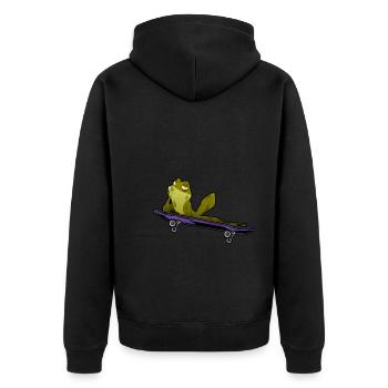 Skating frog - Unisex Premium Organic Zip Hoodie - black - Back - Nico (187cm)