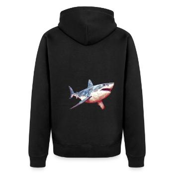 Great white shark vintage - Unisex Premium Organic Zip Hoodie - black - Back - Nico (187cm)