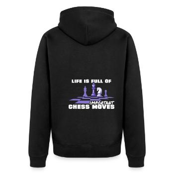 Life is chess - Unisex Premium Organic Zip Hoodie - black - Back - Nico (187cm)