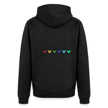 HERZ. HERZ. VALENTINSTAG. LIEBE. LIEBE. HERZ - Unisex Premium Bio Zip Hoodie - Schwarz - Hinten - Nico (187cm)