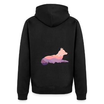 Timber Wolf - Unisex Premium Bio Zip Hoodie - Schwarz - Hinten - Nico (187cm)