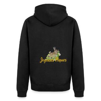 Joyeuses Paques Frohe Ostern - Unisex Premium Bio Zip Hoodie - Schwarz - Hinten - Nico (187cm)