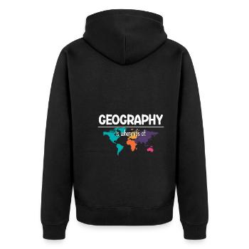 Geography Is Where Its At - Unisex Premium Bio Zip Hoodie - Schwarz - Hinten - Nico (187cm)