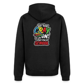 Teacher Crayon Summer Vacation - Unisex Premium Organic Zip Hoodie - black - Back - Nico (187cm)