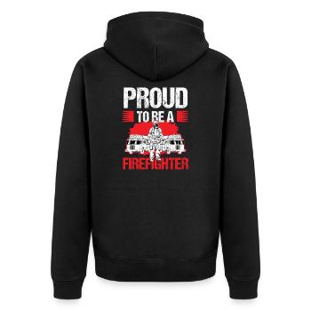 Stolz, ein Feuerwehrmann-Geburtstagsgeschenk zu sein - Unisex Premium Bio Zip Hoodie - Schwarz - Hinten - Nico (187cm)