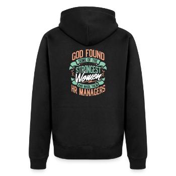 Starke Frau HR Manager Beruf Geschenkidee - Unisex Premium Bio Zip Hoodie - Schwarz - Hinten - Nico (187cm)
