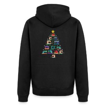 Christmas Sewing Machine Xmas Tree Quilter Gift - Unisex Premium Organic Zip Hoodie - black - Back - Nico (187cm)