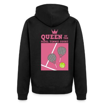 Padel Paddel Tennis Sport Königin Herz I Geschenk - Unisex Premium Bio Zip Hoodie - Schwarz - Hinten - Nico (187cm)