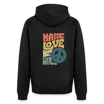 Make love not war. Stop the War Peace Sign - Unisex Premium Organic Zip Hoodie - black - Back - Nico (187cm)