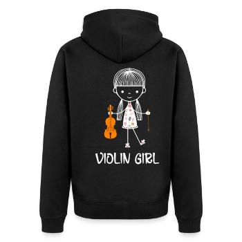 Violin Girl Violin Player Violin - Unisex Premium Organic Zip Hoodie - black - Back - Nico (187cm)