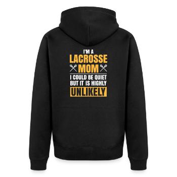 I'm A Lacrosse Mom Funny Muttertag Lacrosse - Unisex Premium Bio Zip Hoodie - Schwarz - Hinten - Nico (187cm)