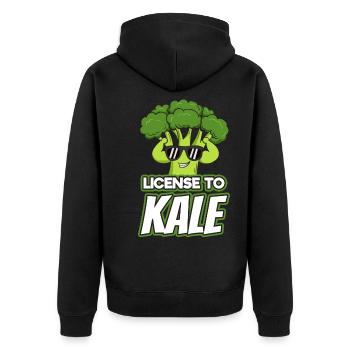 Vegan Vegetarian License Kale I Gift - Unisex Premium Organic Zip Hoodie - black - Back - Nico (187cm)