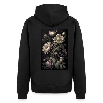 Blumen Gemälde Geschenk - Unisex Premium Bio Zip Hoodie - Schwarz - Hinten - Nico (187cm)