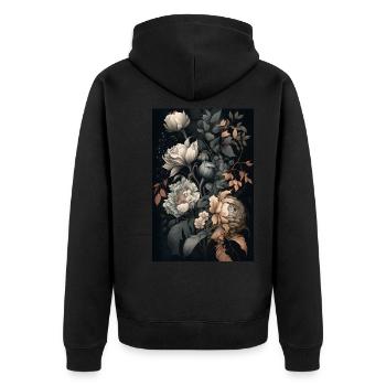 Blumen Gemälde Geschenk - Unisex Premium Bio Zip Hoodie - Schwarz - Hinten - Nico (187cm)