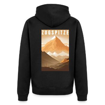 Zugspitze Alps Hiking Mountain Gift - Unisex Premium Organic Zip Hoodie - black - Back - Nico (187cm)
