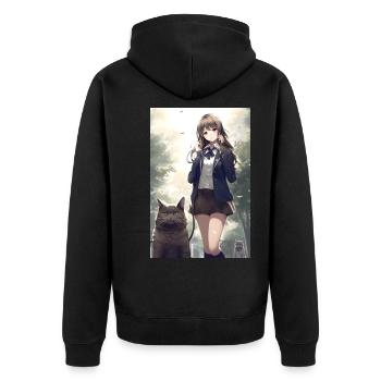 Anime Cat Femme Uniforme Cadeau - Veste à capuche bio Premium Unisexe - noir - Dos - Nico (187cm)