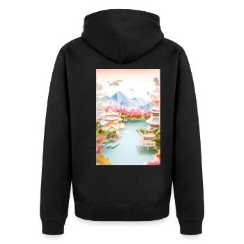 Paysage japonais Cadeau de montagne japonais - Veste à capuche bio Premium Unisexe - noir - Dos - Nico (187cm)