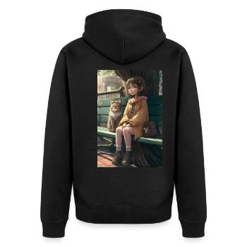 Manga Girl Cat Cadeau - Veste à capuche bio Premium Unisexe - noir - Dos - Nico (187cm)
