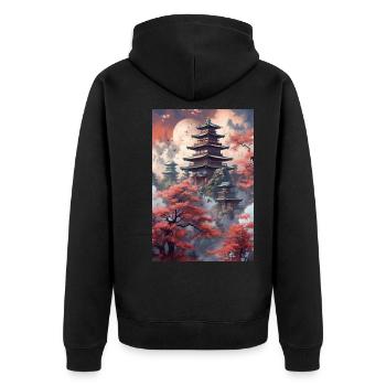Cadeau du sanctuaire du temple japonais - Veste à capuche bio Premium Unisexe - noir - Dos - Nico (187cm)