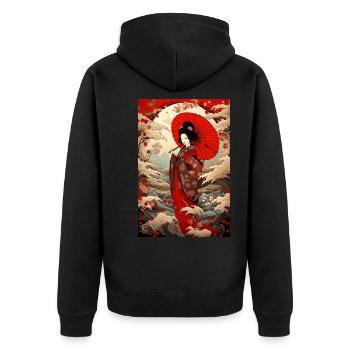 Cadeau de geisha japonaise - Veste à capuche bio Premium Unisexe - noir - Dos - Nico (187cm)