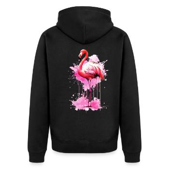 Flamant rose Oiseau Exotique Éclaboussure d’été Rose - Veste à capuche bio Premium Unisexe - noir - Dos - Nico (187cm)