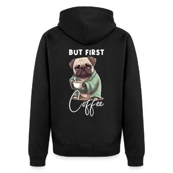 Café Carlin Chien Mais Premier Café Dire Drôle - Veste à capuche bio Premium Unisexe - noir - Dos - Nico (187cm)