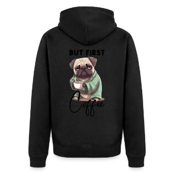 Café Carlin Chien Mais Premier Café Dire Drôle - Veste à capuche bio Premium Unisexe - noir - Dos - Nico (187cm)