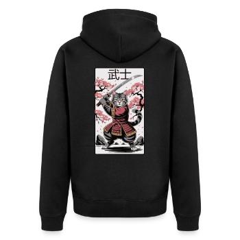 Warrior Cat – Anime Power - Unisex Premium Organic Zip Hoodie - black - Back - Nico (187cm)