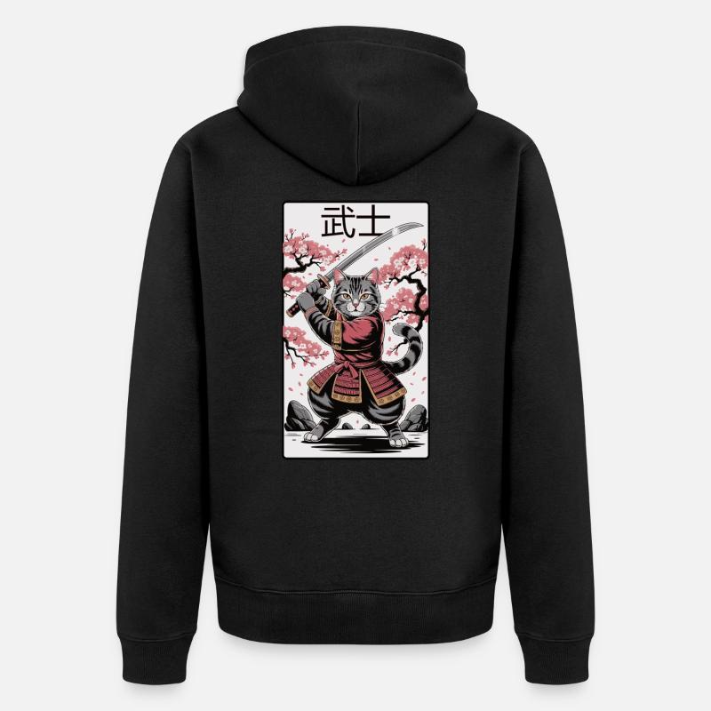 Chat guerrier – Puissance de l’anime - Veste à capuche bio Premium Unisexe - noir