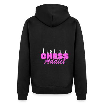 Schachspielerin - Unisex Premium Bio Zip Hoodie - Schwarz - Hinten - Nico (187cm)