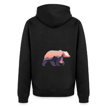 Bear - Unisex Premium Organic Zip Hoodie - black - Back - Nico (187cm)