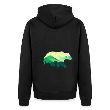 Bear - Unisex Premium Organic Zip Hoodie - black - Back - Nico (187cm)