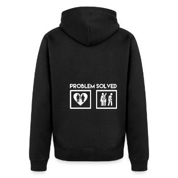Funny Problem Solved Divorce - Unisex Premium Bio Zip Hoodie - Schwarz - Hinten - Nico (187cm)