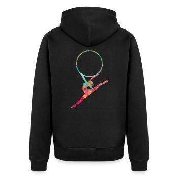 Gymnastique sportive rythmique avec pneus - PopArt - Veste à capuche bio Premium Unisexe - noir - Dos - Nico (187cm)