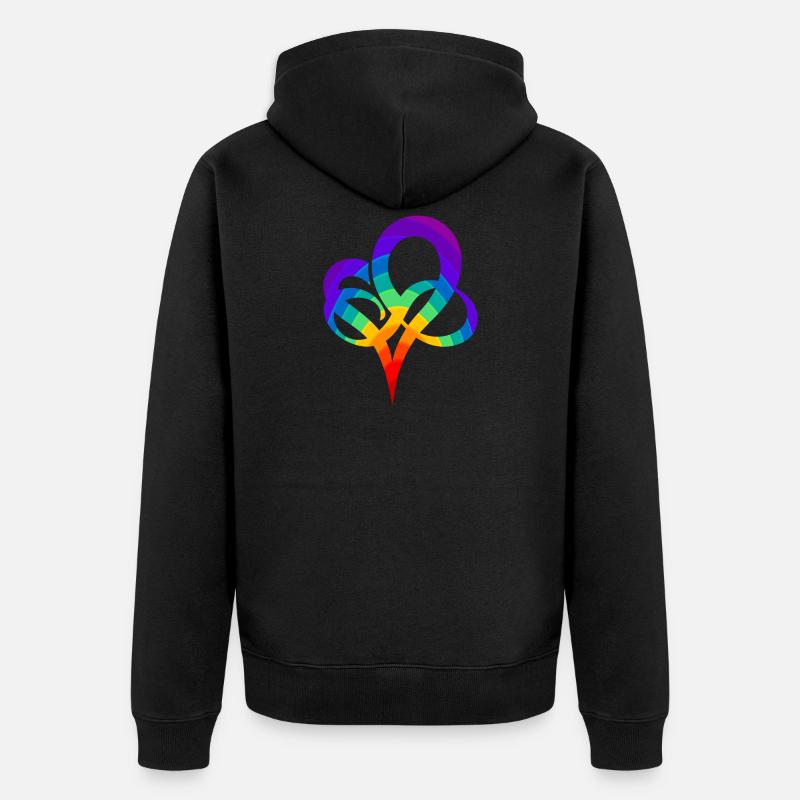 Regenbogen Herz - Unisex Premium Bio Zip Hoodie - Schwarz