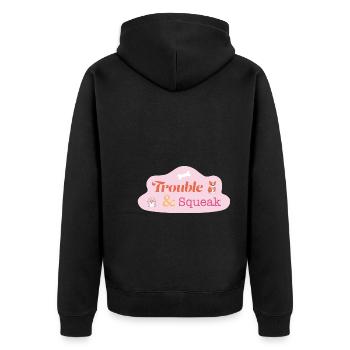 Dog and Hamster - Trouble & Squeak - Unisex Premium Organic Zip Hoodie - black - Back - Nico (187cm)