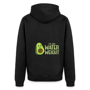 Funny Cado Its Just Water Weight - Unisex Premium Bio Zip Hoodie - Schwarz - Hinten - Nico (187cm)
