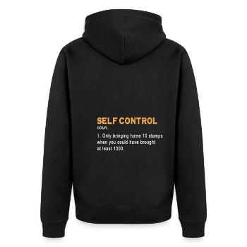 Stamp collecting - Unisex Premium Organic Zip Hoodie - black - Back - Nico (187cm)