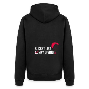 Bucket List Sky Diving - Unisex Premium Bio Zip Hoodie - Schwarz - Hinten - Nico (187cm)