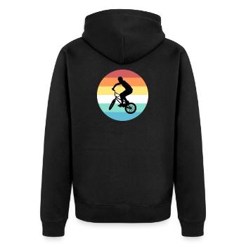 BMX - Unisex Premium Bio Zip Hoodie - Schwarz - Hinten - Nico (187cm)