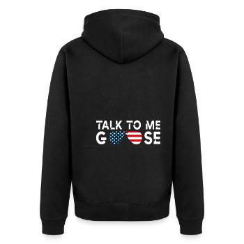 Talk to me goose - Unisex Premium Organic Zip Hoodie - black - Back - Nico (187cm)