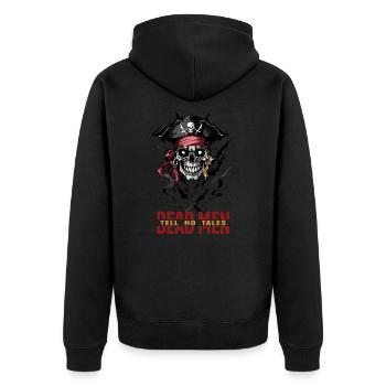 Tote Männer erzählen keine Geschichten Pirat - Unisex Premium Bio Zip Hoodie - Schwarz - Hinten - Nico (187cm)